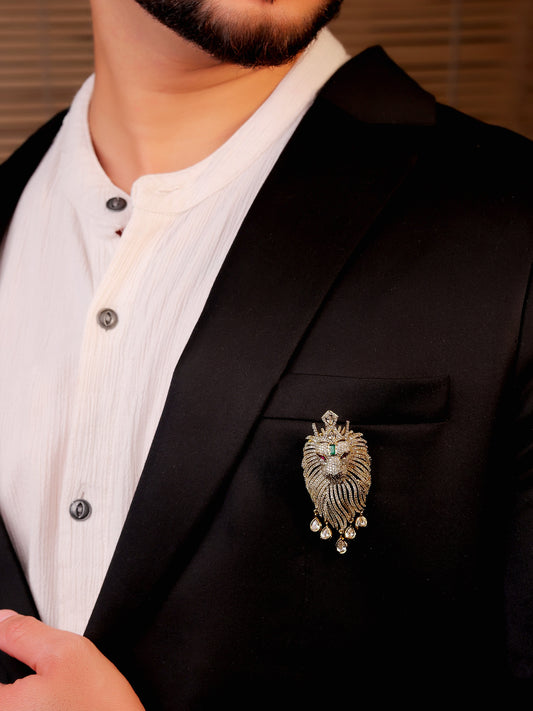Aarush Green Lion Brooch