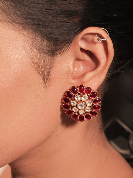 Mayra Maroon Gold Plated Kundan Tops