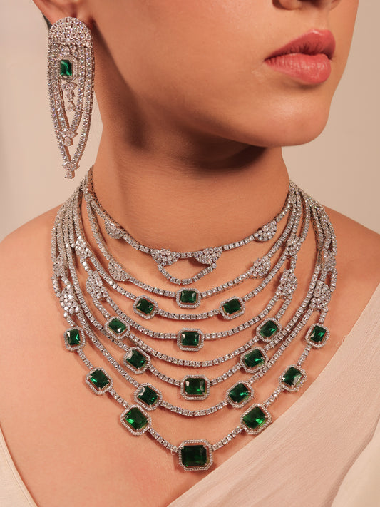 Bailey Green American Diamond Necklace Set