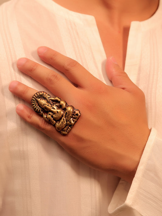 Tanmayi Golden Tribal Finger Ring