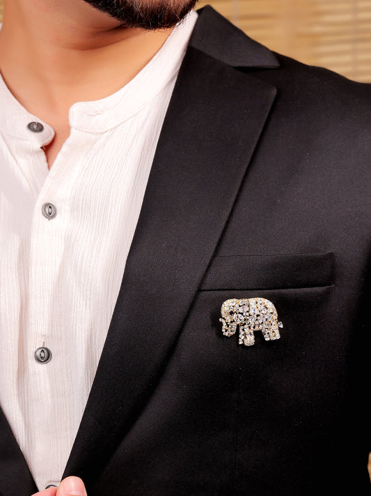 Shaurya Black Elephant Brooch