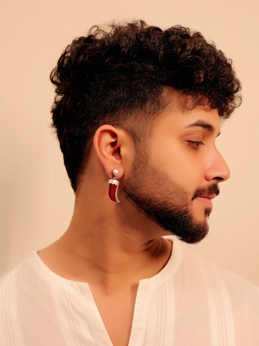 Himanshu Red Men's Earring