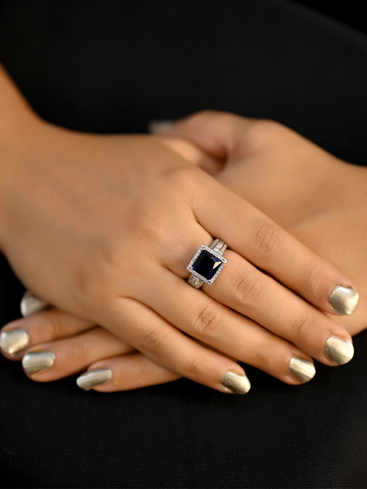 Navy blue deals diamond ring