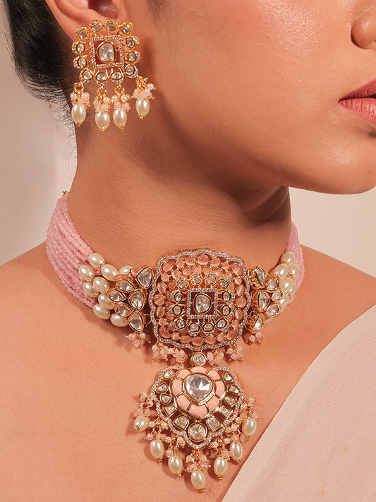 Zareen Baby Pink Kundan Choker