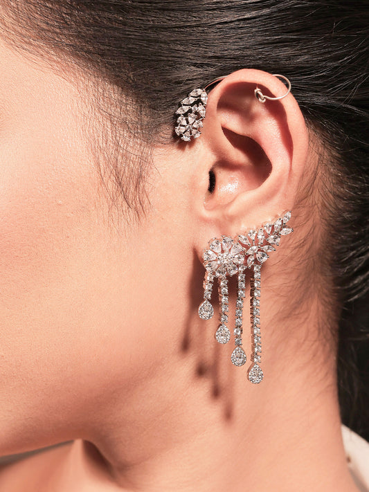 Rudrani White American Diamond Earrings