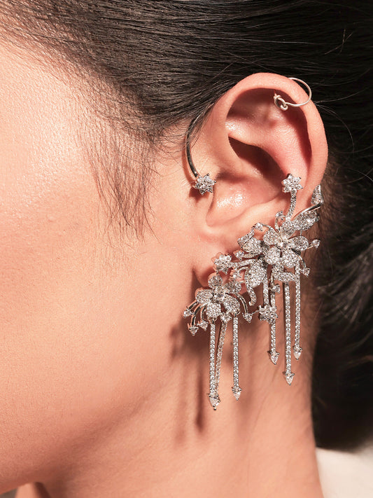 Ishika White American Diamond Earrings