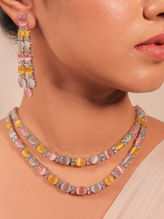 Kria Multi Colour Double Layered American Diamond Set