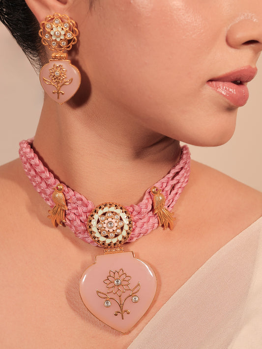 Sahana Pink Thread Boutique Choker Set