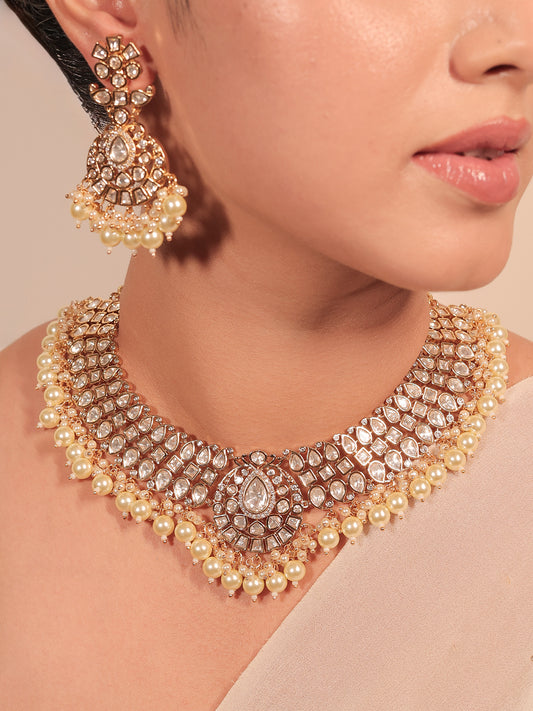 Adalyn White Kundan Necklace Set