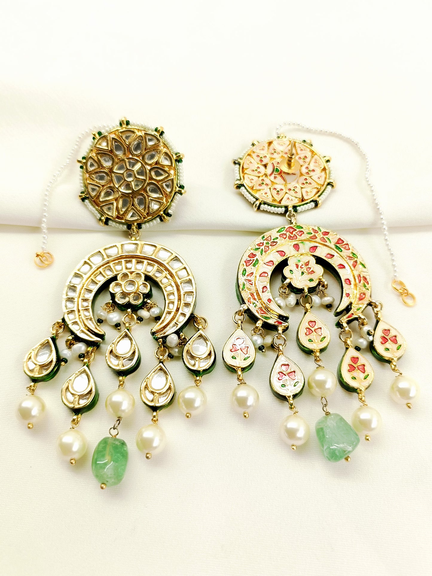 Eva Mint Green Long Kundan Earrings