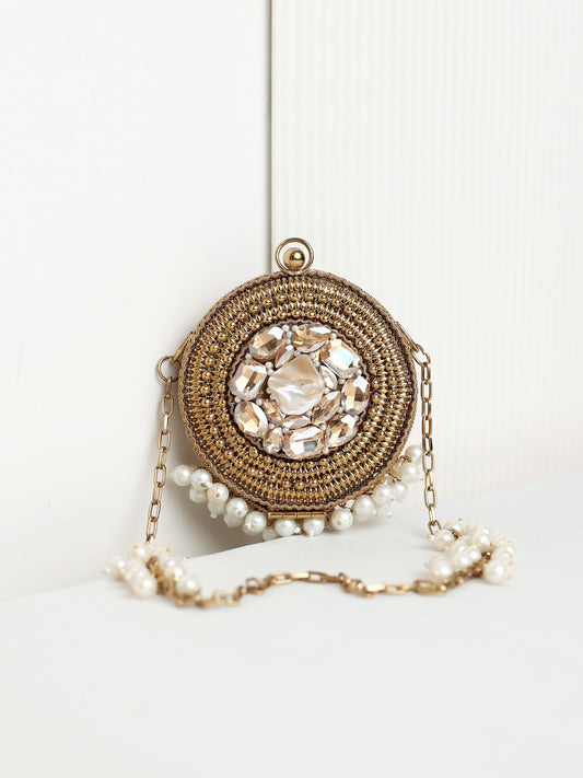 Arshika Golden Mini Metal Clutch