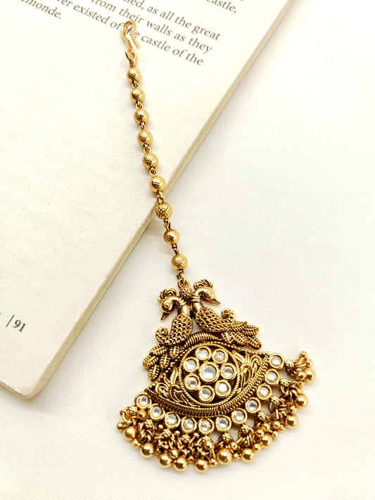 Sandhya White Gold Plated Antique Teeka