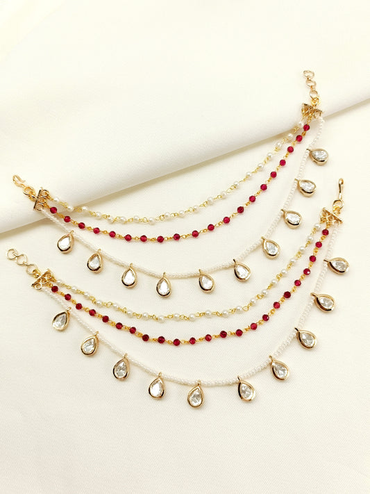 Greeshma Majenta Traditional Ear Chain.