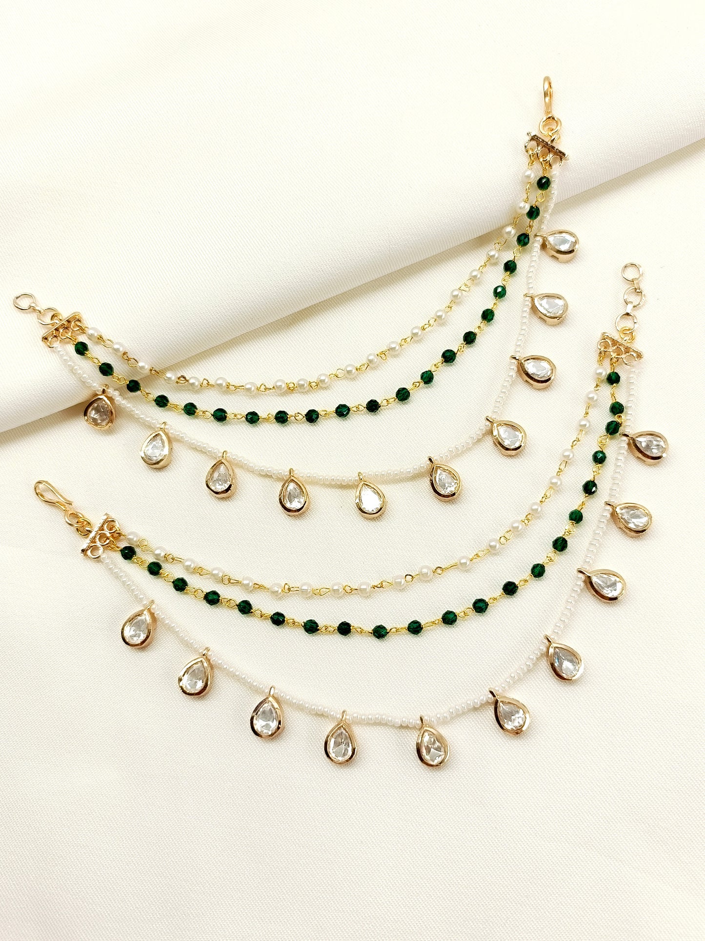 Maitreyi Green Traditional Ear Chain.