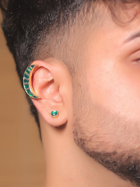 Yogish Green Men's Earcuff With Stud