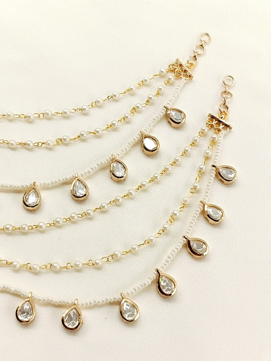 Chameli White Traditional Ear Chain.