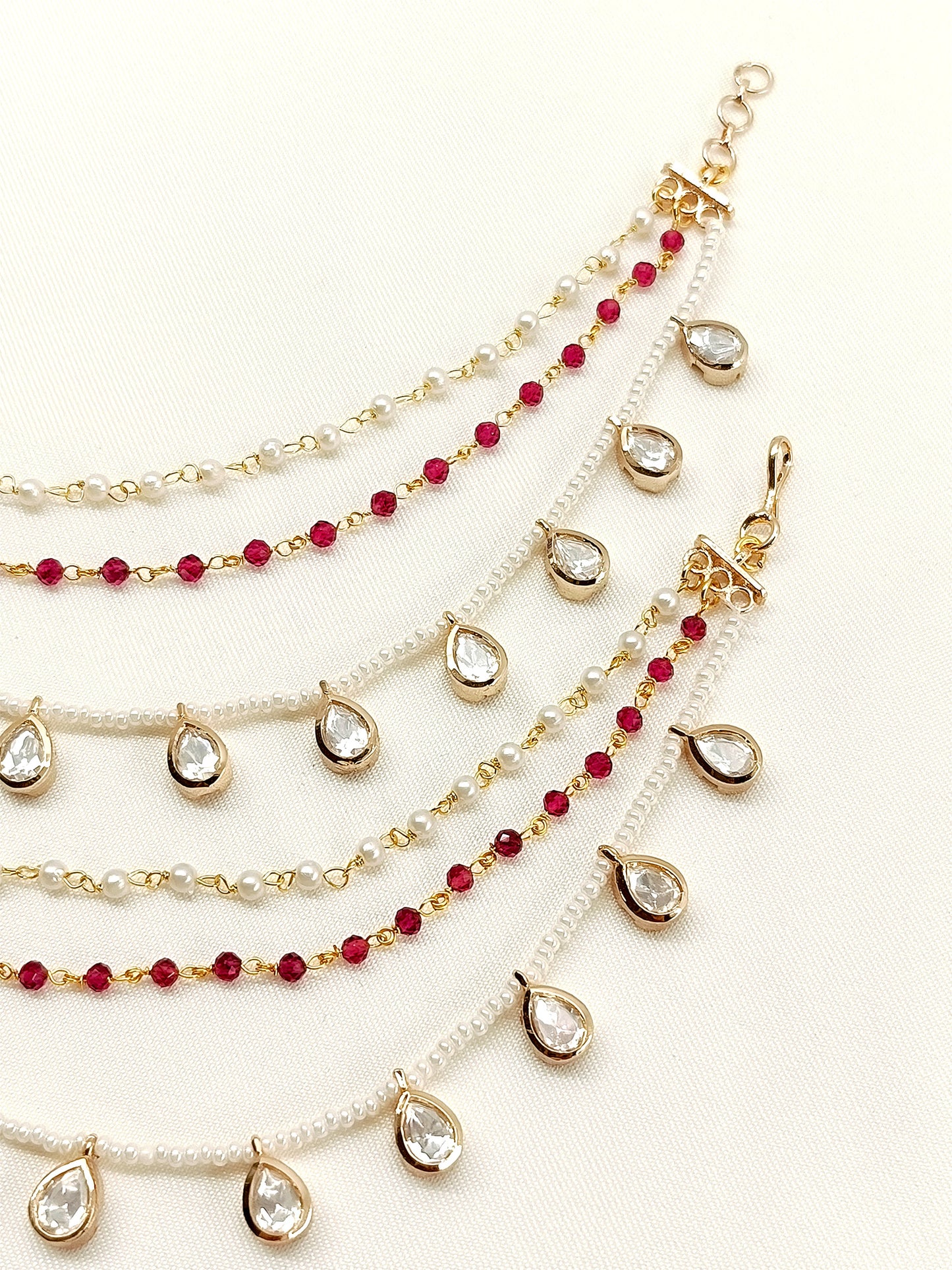 Greeshma Majenta Traditional Ear Chain.