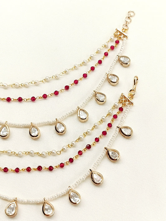 Greeshma Majenta Traditional Ear Chain.