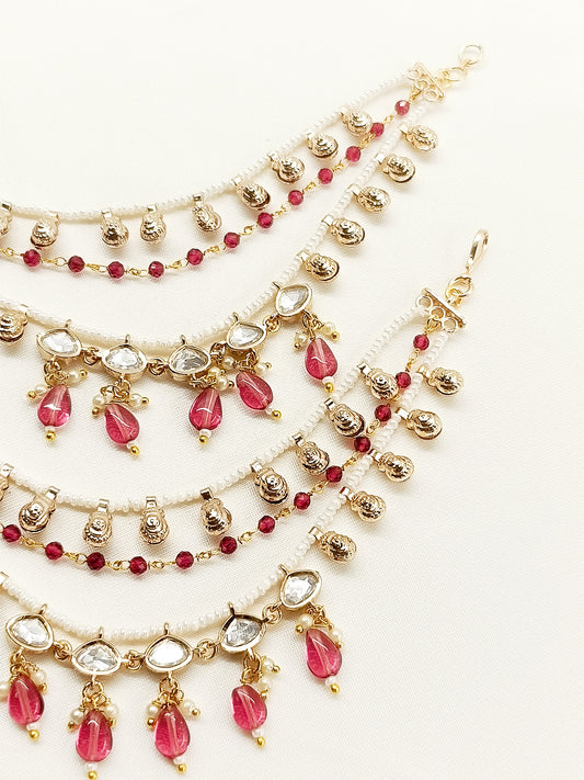 Rukmani Majenta Traditional Ear Chain.