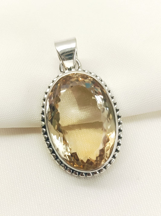 Parvya Yellow 92.5 Silver Citrine Stone Pendal