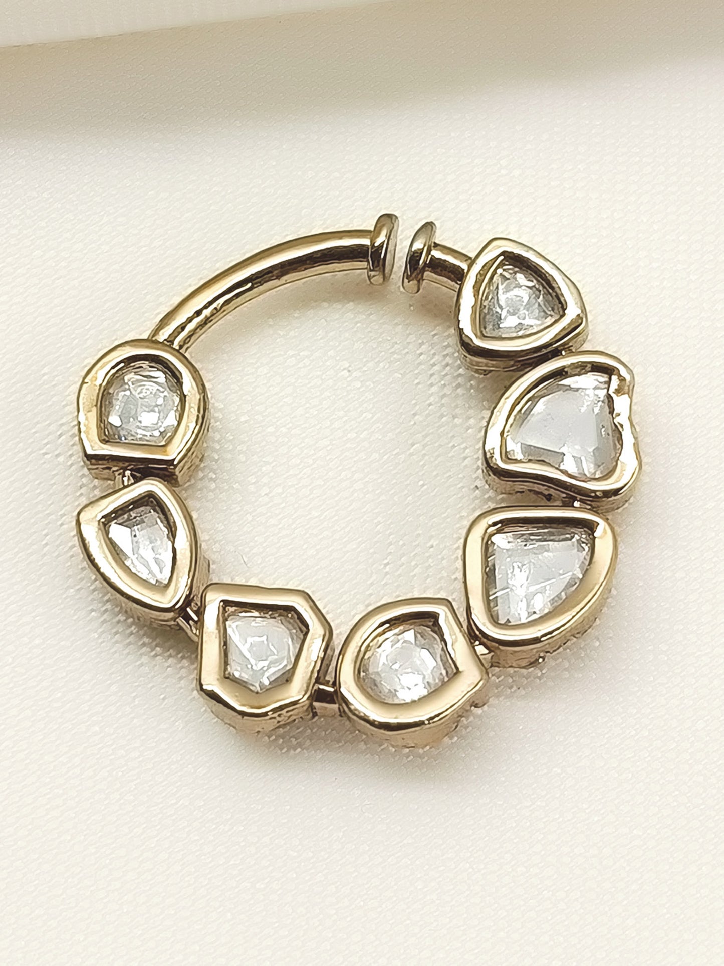 Pritaa White Antique Gold Kundan Bridal Nath