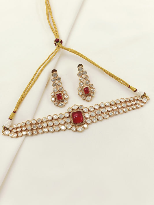 Zada Red Kundan Choker Set