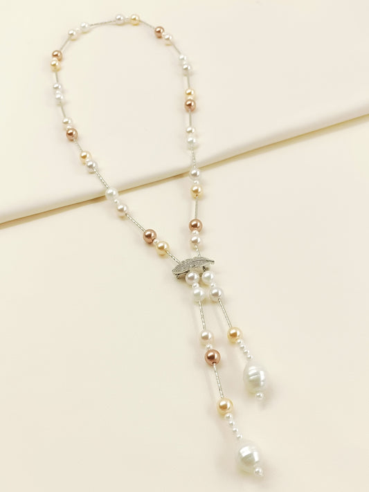 Conoidal Off White Beads Neckpiece