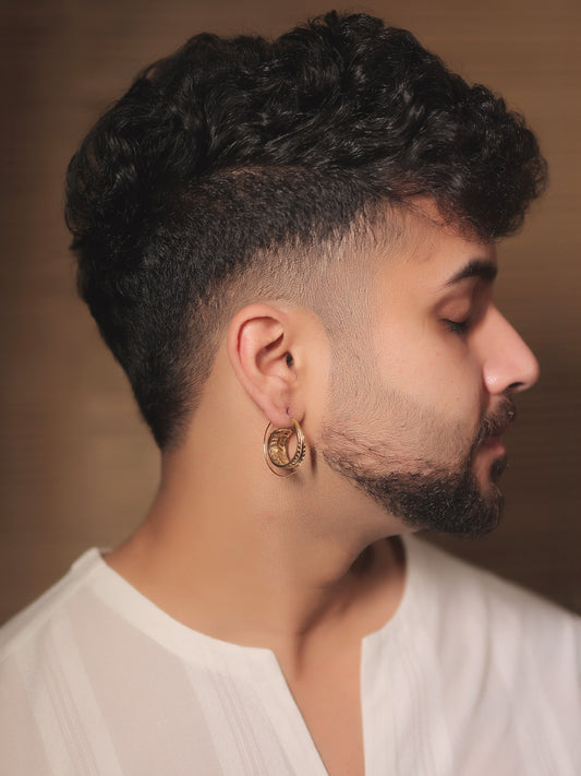 Rukhsaar Golden Men's Earrings