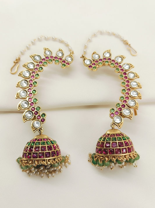 Krishna R&G Kundan Jhumki With Chain