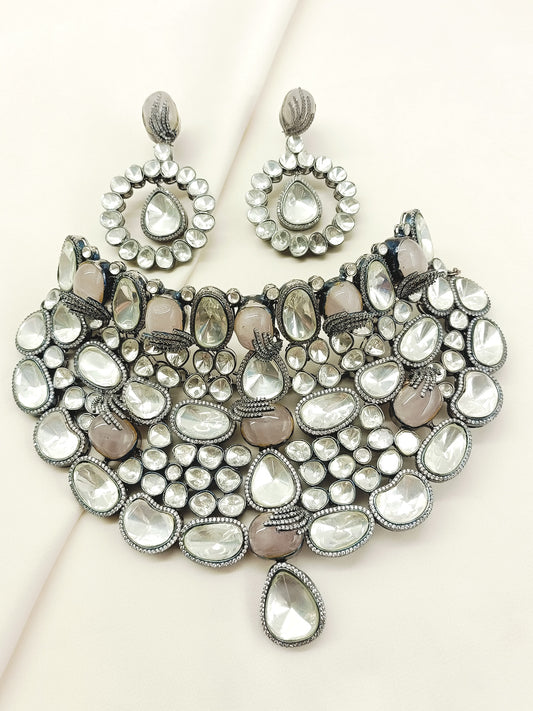 Sulakshna Grey Victorian Necklace Set