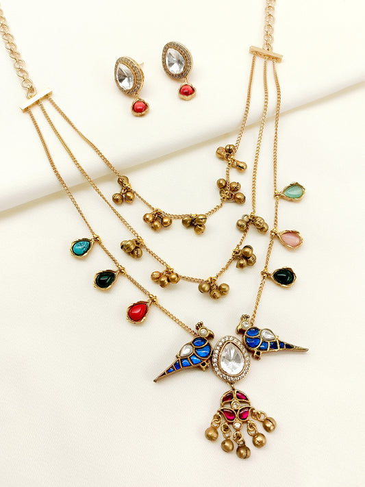 Jocelyn Multi Colour Kundan Necklace Set