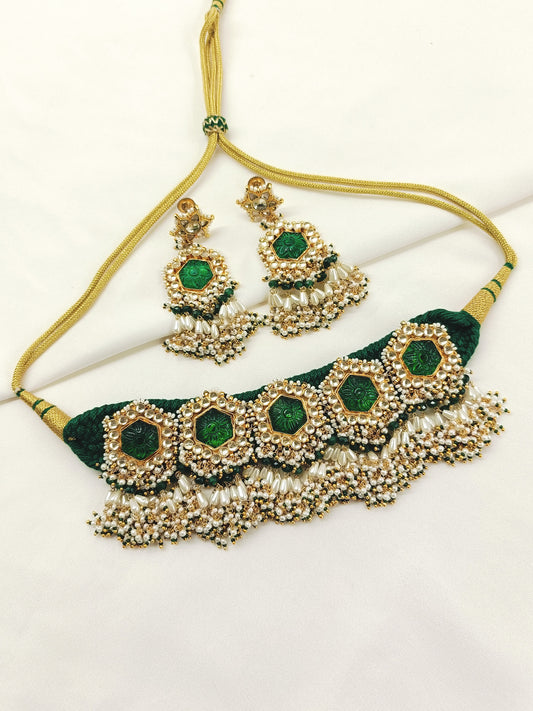Sathiya Green Kundan Choker Set