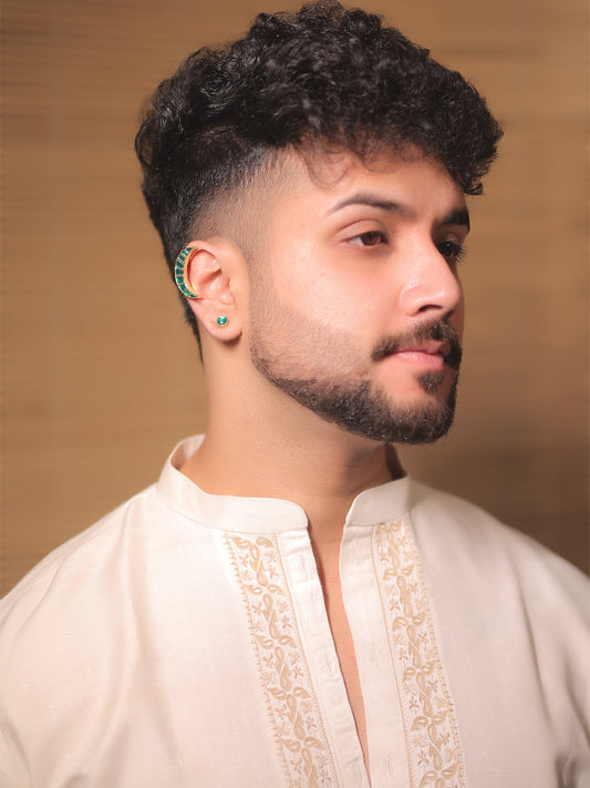 Yogish Green Men's Earcuff With Stud