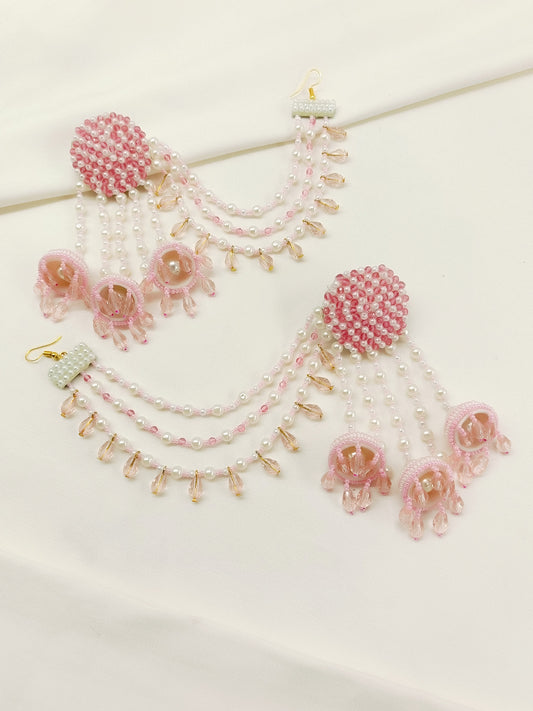Janvika Pink Handmade Earrings With Kaanchain