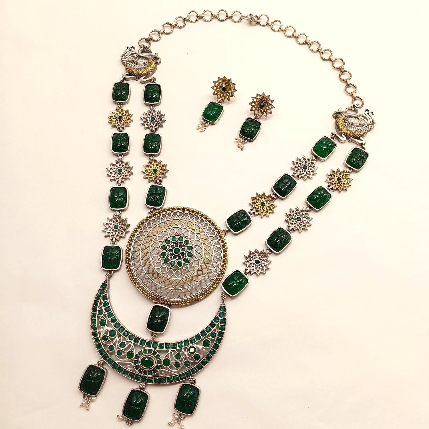 Emerald stone deals jewelry set