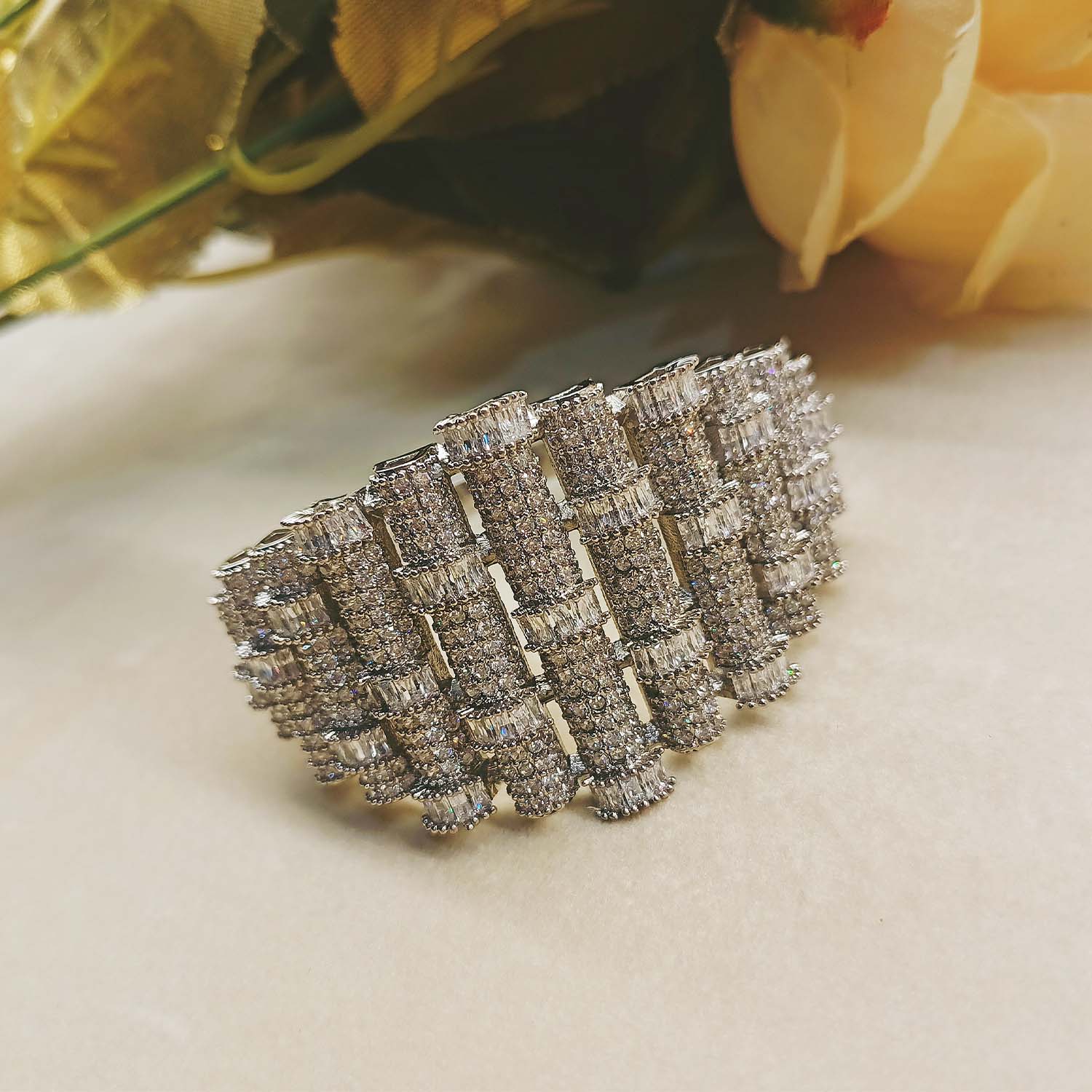 Fake diamond cuff on sale bracelet