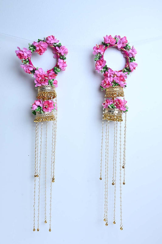 Gaurvi Pink Floral With Pearl Hanging Kalire