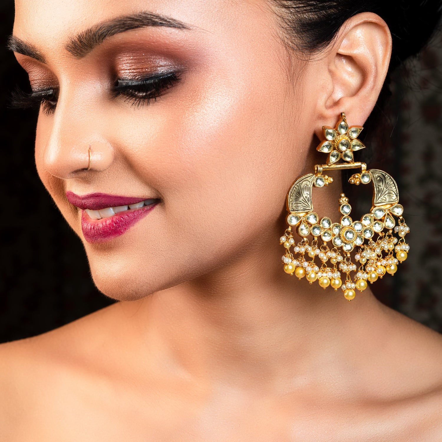 Large on sale kundan earrings