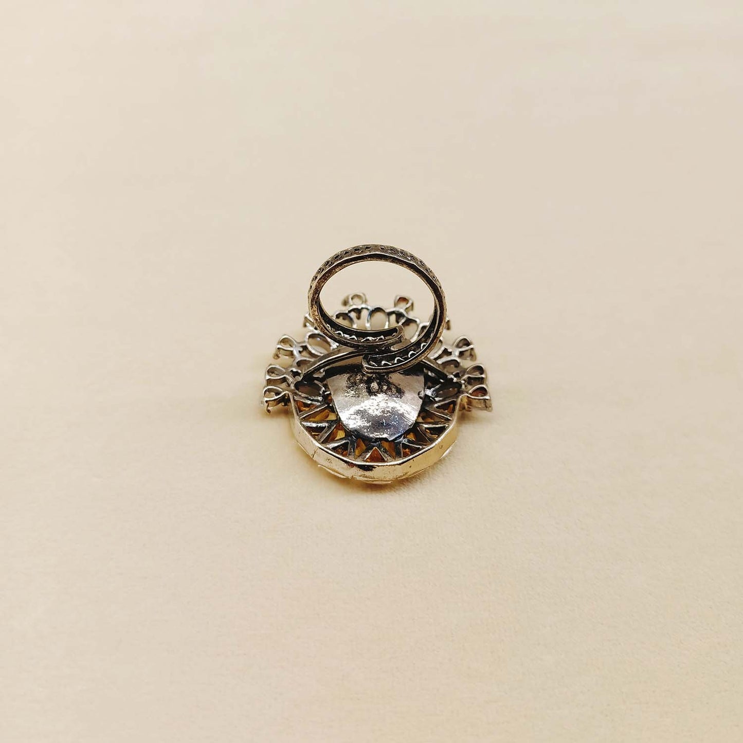 Gunjan Diamonds Rhodium & Silver Plated Victorian Ring