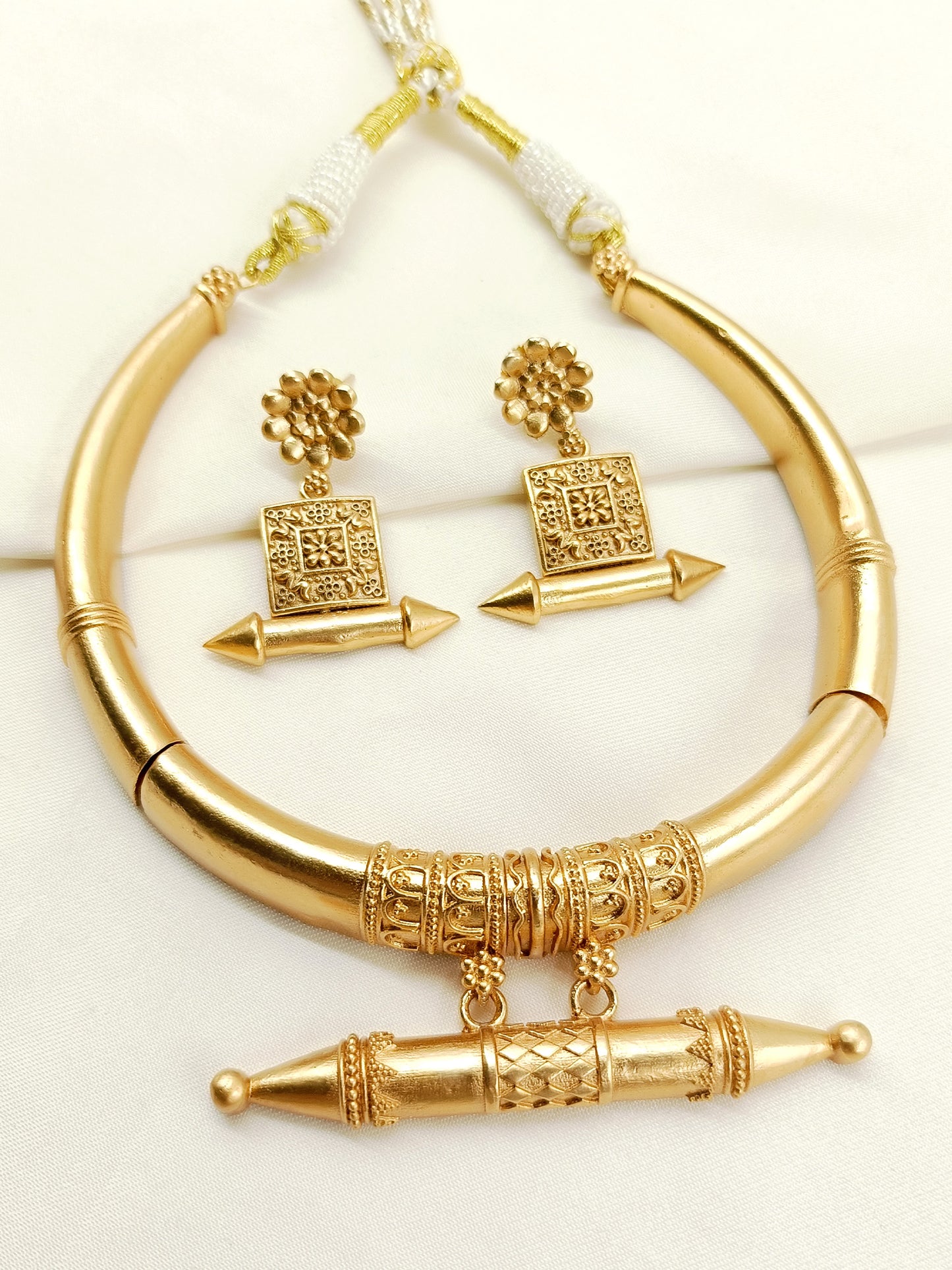 Azma Golden Oxidized Hasli Styled Choker Set