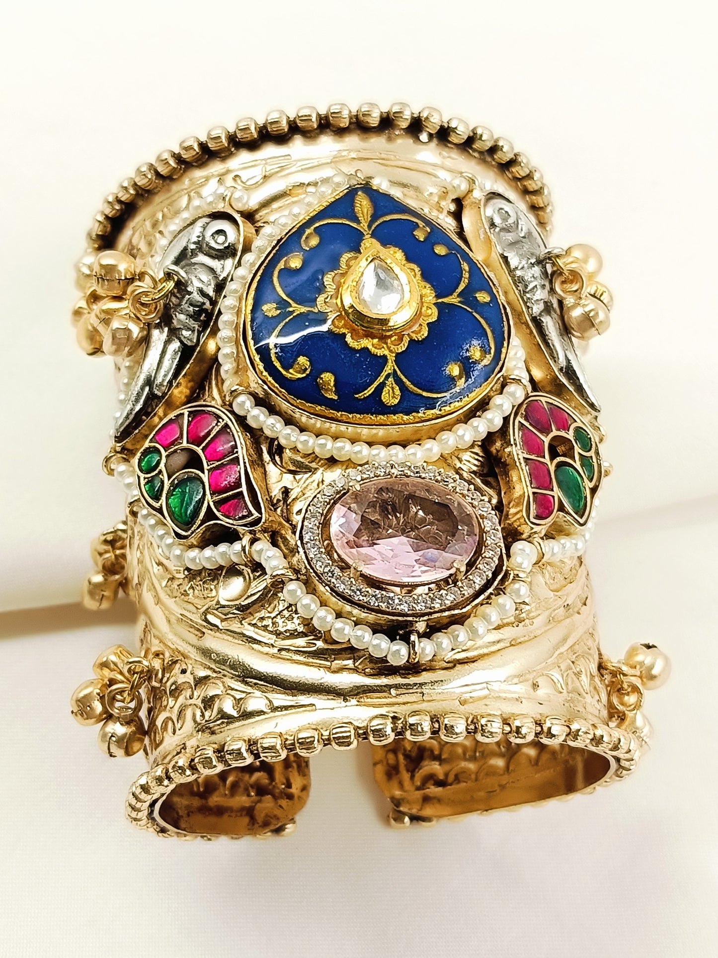 Asfiya Multicolor Meenakari Peacock Fusion Oxidized Bracelet