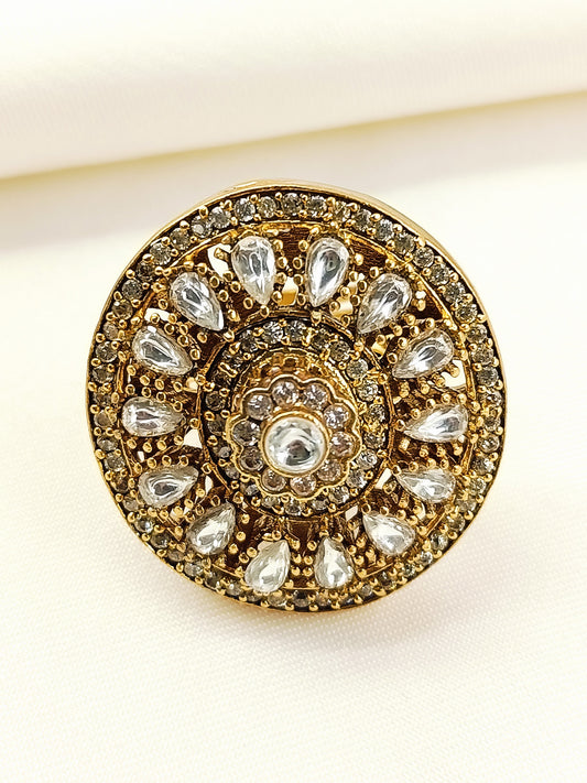 Sayani White Kundan Finger Ring
