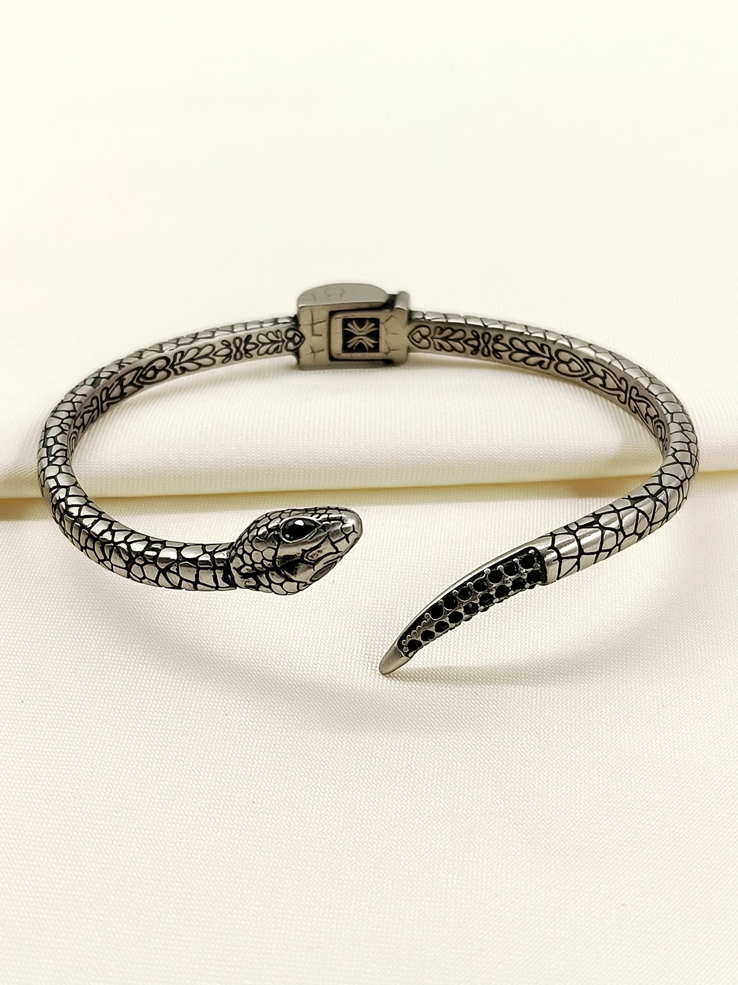 Satyajit Naga Snake Gun Metal Men's Bracelet