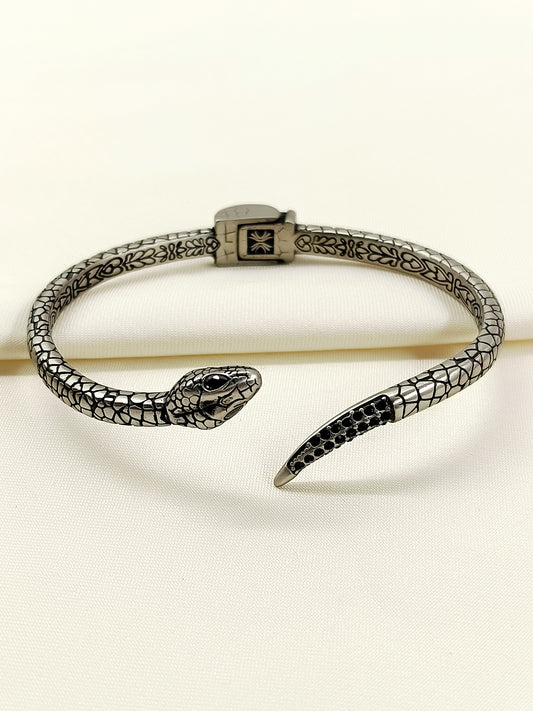 Satyajit Naga Snake Gun Metal Men's Bracelet