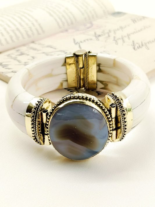 Shadhvik Grey Bone Men's Bracelet