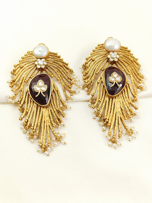 Madison Ruby Boutique Royal Feather Earrings