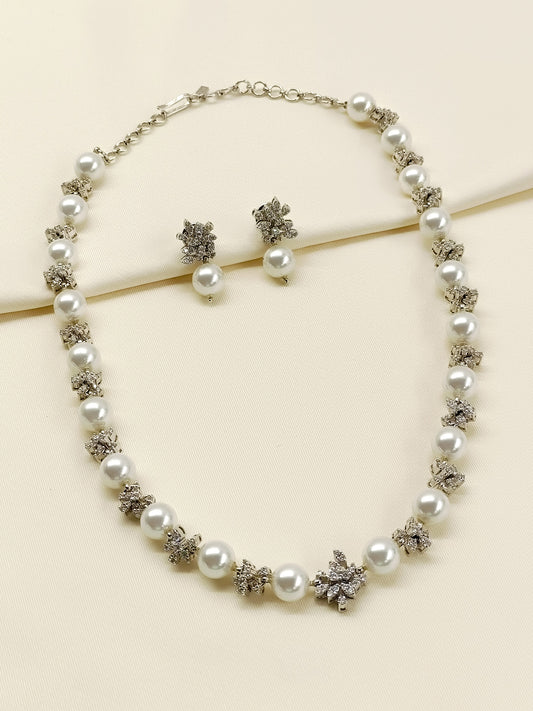 Kumolika 92.5 Silver Swarovski Stone Necklace Set