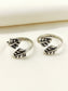 Vania Silver Oxidized Dual Leaf Toe Ring Pair