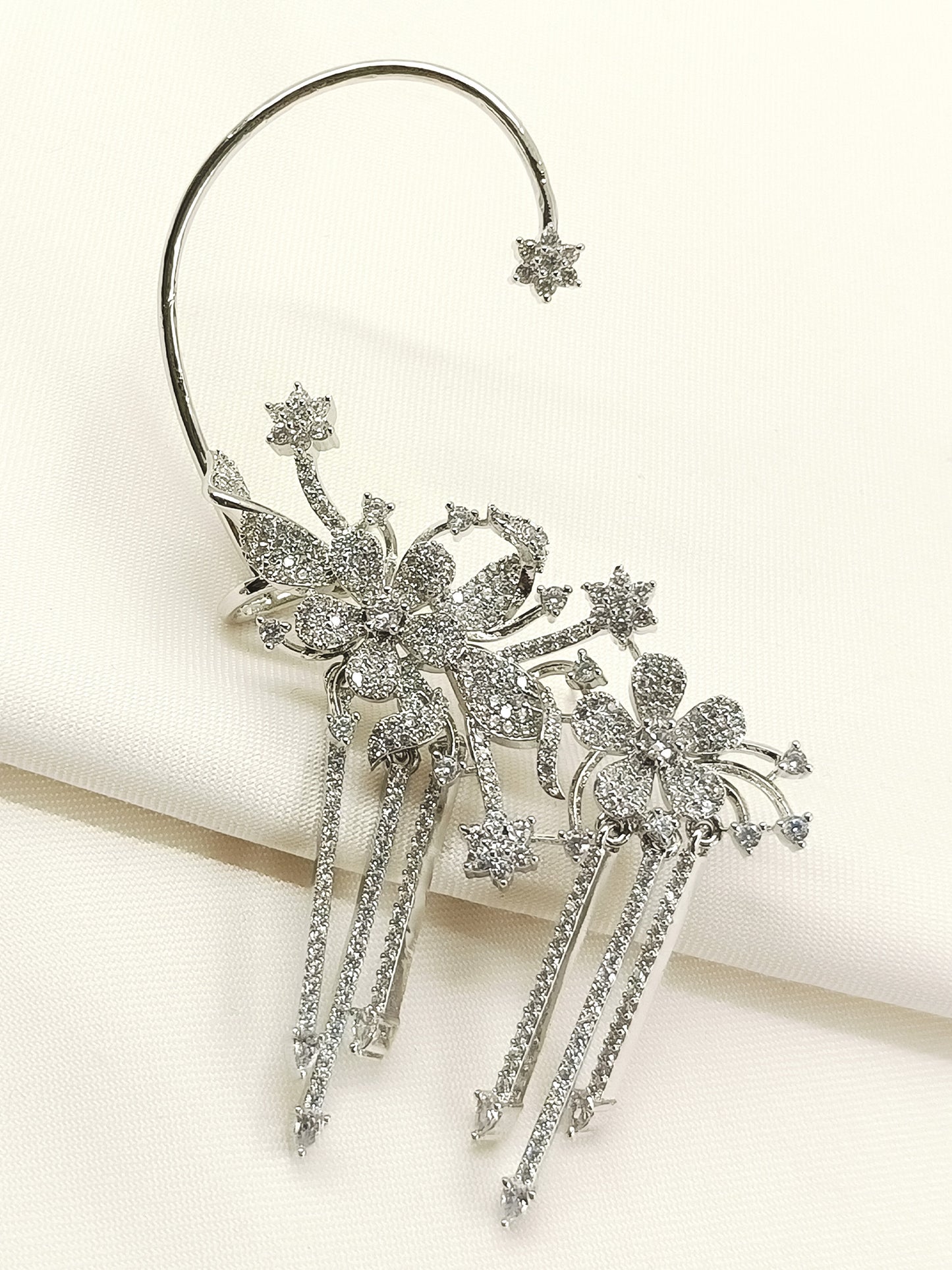 Ishika White American Diamond Earrings