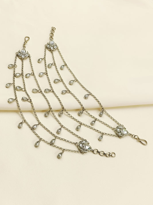 Tiya Silver Traditional Ear Chain